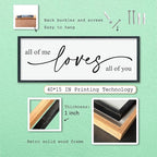 LuZhiQiang All Of Me Loves All Of You Wall Decor Art 40"×15" Master Bedroom Above Over Bed sign Love Quotes Large Framed Wooden Wall Hanging (Black)