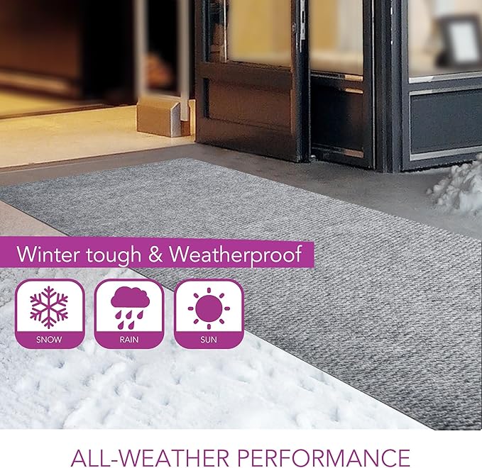iCustomRug Hallway Runner Rug – 3x16ft Grey, Indoor/Outdoor, Non-Slip Rubber Backing, Low-Profile All-Weather Carpet, Non-Shedding & Easy Care, Entryway Mat Ideal for High Traffic Areas