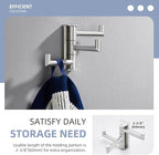 Angle Simple Swivel Towel Hook 3 Arms, SUS 304 Stainless Steel Foldable Robe Towel Hook for Bathroom, Wall Coat Holder, Brushed Nickel