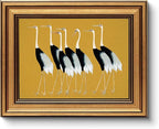 HUARCEY Gold Framed Vintage Wall Art for Living Room, Animals Painting Prints Shelf Decor for Kitchen, Aesthetic Bedroom Wall Art Decor, Christmas Gifts for Friends or Family (Seven Cranes - 8"x10")
