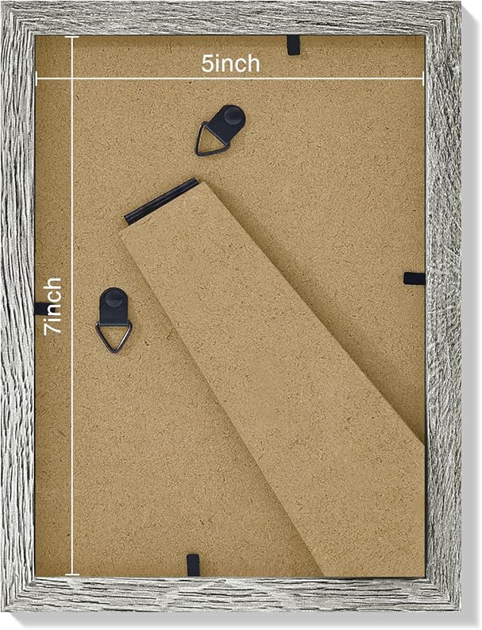 Vittanly 5x7 Picture Frames Set of 9, Shatter Resistant Plexiglass, Display 4x6 Pictures with Mat or 5x7 without Mat, Photo Frames for Wall or Tabletop, Engineered Wood, Grey