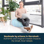 Marrakesh Gallery Genuine Leather Round Pouf Unstuffed - Moroccan Ottoman Footstool, Footrest Cover - Boho Decor - Bohemian Living Room, Bedroom, Kids Room, Gift & Wedding