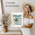 RAWR! Means I Love You In Dinosaur Art Print - 11x14 | Charming and Playful Art Print | Perfect for Kids' Rooms, Playrooms, or Nurseries | Unframed Dinosaur-themed Wall Art