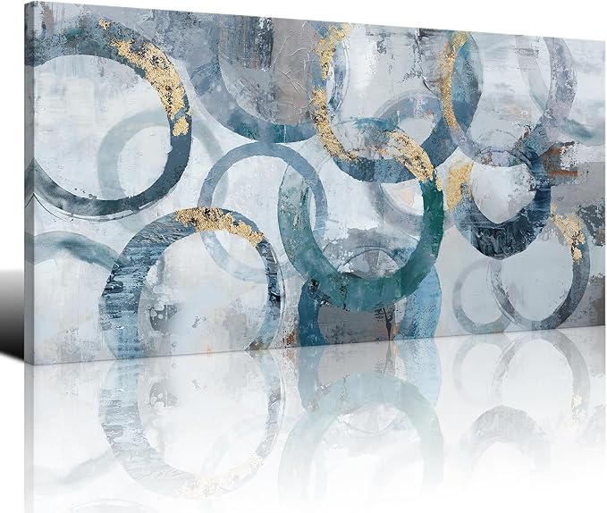 Mofutinpo Abstract Canvas Wall Art for Living Room, Modern Minimalist Wall Pictures Painting - Blue and Teal Room Decorations, cliques Framed Wall Art for Bedroom Office Artwork 20×40IN