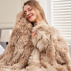 GONAAP Fuzzy Faux Fur Throw Blanket Twin Size Tie-dye Beige Super Soft Cozy Plush Fuzzy Shaggy Blanket for Couch Sofa Bed (Tie-dye Beige, Twin(60"x80"))