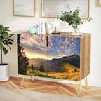 SIGNWIN Sideboard Buffet Cabinet, Kitchen Storage Cabinet with 2 Doors, Sunset Sky Autumn Mountain Valleyism, Cupboard Console Table for Dining Room - 35" L x 18" W x 29" H