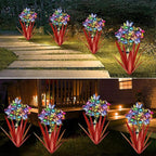Homight Solar Metal Agave Butterfly Flower Stick Garden Sculpture - Outdoor Gift, Christmas Lights - Swaying Butterfly Garden Lights - Solar Outdoor (3 PCS RED)
