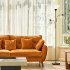 VONLUCE 71" Floor Lamp, Standing Lamp with Adjustable Reading Lights & 3 Bulbs, Modern Torchiere Floor Lamp with 3 Color Temperatures, Tall Lamp for Living Room Bedroom Corner, Black