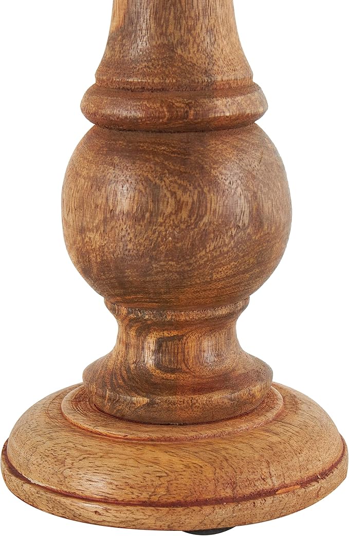 Deco 79 Mango Wood Decorative Candle Holder Turned Style Pillar Candle Stand, Set of 3 Candlestick Holder 10",8",6"H, Brown