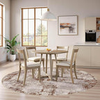 Tortania Washable 8' Round Area Rug for Living Room: Modern Abstract Neutral Large So' Thin Rugs - Non Slip Indoor Carpet for Bedroom Dining Room Office Nursery Home Floor Decoration - Brown