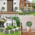 Yunlly Set of 2 Artificial Boxwood Topiary Ball Tree Fake Bushes Shrubs Outdoor Faux Plant with Ground Spike Flowers UV Resistance Greenery for Front Porch Garden Patio Indoor(Light Pink,27x18inch)