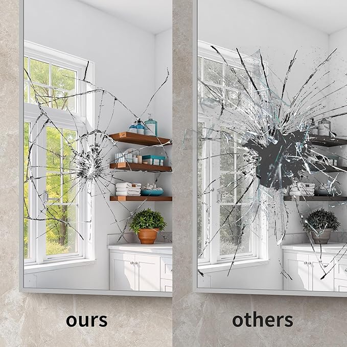 YIROMAN Bathroom Mirror 60"x36", Large Brushed Silver Bathroom Mirror for Over Sink with Aluminum Frame, Rectangular Vanity Mirror with Right Angle, Wall Mirror Hangs Horizontal or Vertical