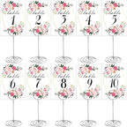 26 PCS Table Number Holder - Table Card Holder Stand Wire Photo Holder with 26 Pcs Floral Table Number Cards, Place Card Holder Stand for Weddings Party Office Paper Memo Menu Note Clips
