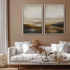 SIGNFORD Framed Canvas Print Wall Art Set Abstract Neutral Landscape Modern Beige and Brown Illustration Modern Art Decorative Nordic Nature for Living Room, Bedroom, Office - 16"x24"x2 White