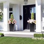 22.5" Tall Planters Set of 2, Outdoor＆Indoor Black Planter Pots, High Front Porch Planter Pots with Drainage Holes＆Water Level Monitor＆Inner Bucket, Automatic Watering, Black