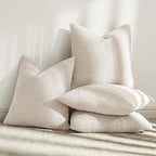 MIULEE Pack of 4 Decorative Textured Boucle Throw Pillow Covers 20x20 Inch Beige Accent Solid Pillow Cases Soft Couch Cushion Covers for Modern Farmhouse Boho Chair Sofa Bed Livingroom Home Decor