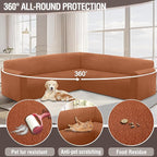 HDCAXKJ Sectional Couch Cover L Shape Stretch Sofa Covers Washable Jacquard Corner Couch Slipcover Non Slip Sectional Slip Cover U Shaped Furniture Protector for Pets Dogs (Rust Red, Small)