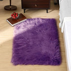 Goolela Purple Fluffy Faux Sheepskin Fur Rug Purple Fuzzy Furry Bedside Rug 2x3 for Bedroom Dorm Small Room Decor Carpet Washable Rectangle