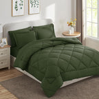 CozyLux Full Size Comforter Sets Olive Green - 7 Pieces Bed in a Bag Full, Luxury Soft Bed Set for All Seasons, Bedding Set with Down Alternative Comforter, Sheets, Pillowcases & Shams