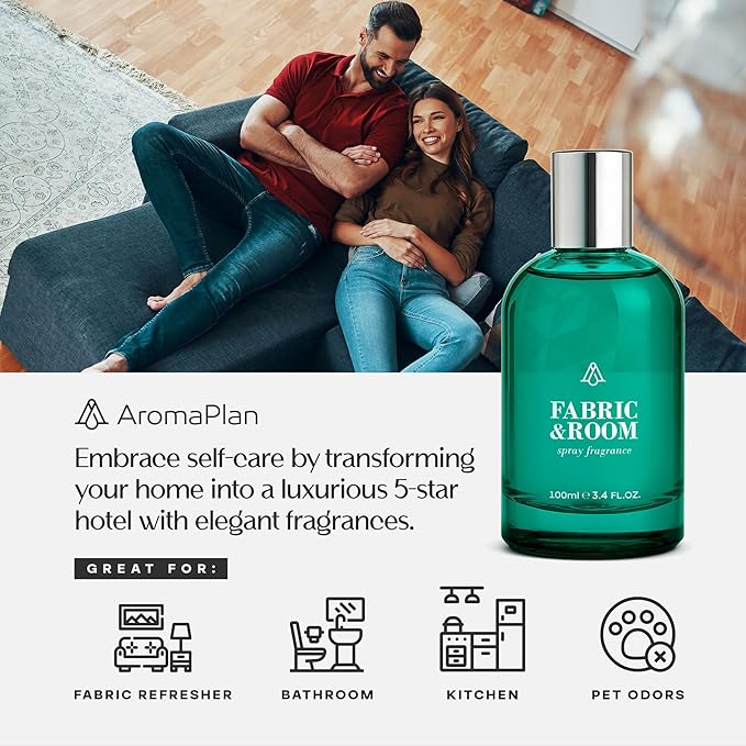 AromaPlan Natural luxurious Room Spray & Car Fragrance Kit, Dubai- Concentrated, Non-Toxic, Odor Eliminator & Long Lasting- Room Spray Air Freshener- Home, Car- 5 Star Hotel (100&30 ml)