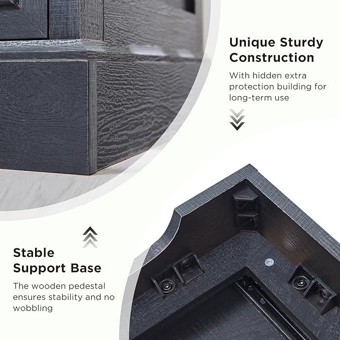 ACCOHOHO Farmhouse 6 Drawer Dresser for Bedroom, 52 Inch Wide Modern Dresser TV Stand with Large Drawers & Bar Handles, Rustic Wood Chest of Drawers for Bedroom, Living Room, Hallway, Black