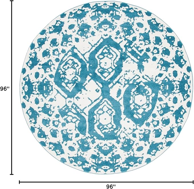 Unique Loom Rosso Collection Vintage Traditional Distressed Blue Round Rug (8' 0 x 8' 0)