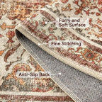 Topllen Washable Area Rug - 4'x6' Boho Living Room Rug, Non-Slip Soft Rugs Indoor for Bedroom Dining Room Office, Vintage Throw Carpet Stain Resistance (Khaki, 4x6ft)