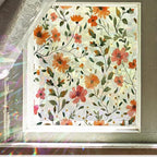 Window Film, Stained Glass Window Privacy Film, Watercolor Flowers Double Sided Non-Adhesive Glass Window Clings Stickers for Home Office Living Room Windows Door Decor
