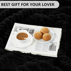 L'AGRATY Chunky Knit Blanket Throw: Soft Chenille Yarn Throw Blanket 60x80 - Handmade Thick Cable Crochet Blanket - Large Chunky Rope Throw Blanket for Couch Sofa Bed Home Decor(Black)