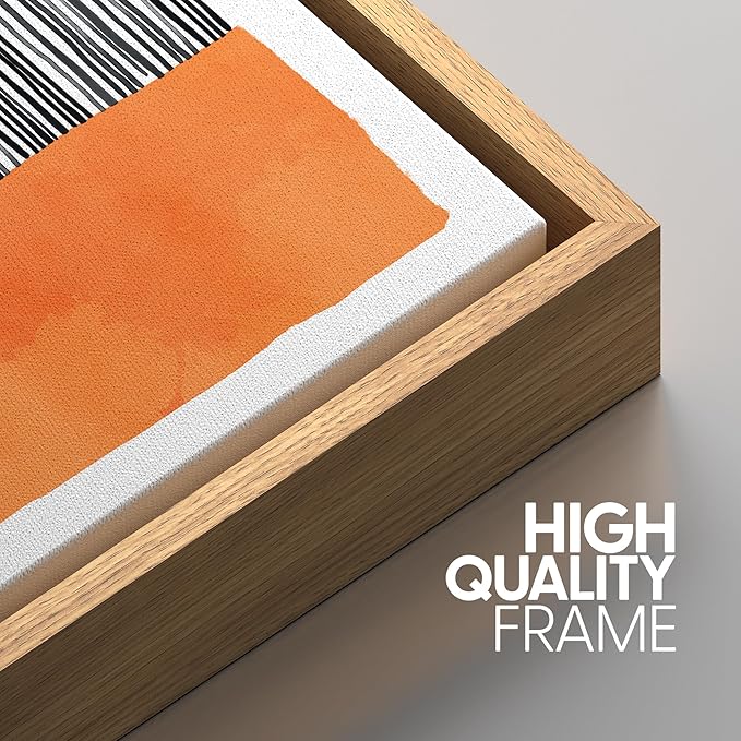 SIGNWIN Framed Wall Art Print Set Orange, Yellow, Blue & Pink Color Blocks and Lines Abstract Shapes Illustrations Modern Art Chic Relax/Calm Multicolor for Living Room, Bedroom, Office - 16"x24"x3