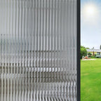 Beautyhero Window Privacy Film, Frosted Reeded Glass Cling, 3D Decorative Coverings with UV Blocking, Adhesive Stickers for Bathroom Doors Cabinet