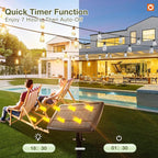 addlon 2 Pack*102FT(96+6) Solar String Lights Waterproof, Patio Lights Solar Powered with Remote & USB Port, 3 Lighting Modes 60+4 LED Shatterproof Bulbs Outdoor Light for Camping Backyard Garden