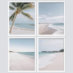 SIGNWIN Framed White Beach Shore Tropical Palm Tree Island Wall Art, Set of 4 Landscape Colorful Wall Decor Prints, Nature Wilderness Wall Décor for Living Room, Bedroom - 11"x14" White