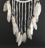 OMA Dream Catcher, Tree of Life Design with Feathers and Beads, White Suede Authentic Traditional Dream Catcher Boho Home Decor Bedroom Decoration Gift - Large Size - 36" Long x 11" Diameter (Black)