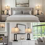 Touch Control Table Lamp Set of 2, Modern Black Bedside Lamps with USB C+A Ports & AC Outlet, 3 Way Dimmable Bedroom Lamps for Night Stands Bedroom Living Room,Nightstand Lamp