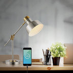 JONATHAN Y JYL7124B Allegra 18.5" Adjustable Cantilever LED Task Lamp, USB Charging Port, Classic, Coastal, Industrial, Farmhouse, Traditional for Bedroom, Living Room, Office, Nickel/Brass Gold