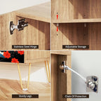 SIGNWIN Sideboard Buffet Cabinet, Kitchen Storage Cabinet with 2 Doors, Chinese Exotic Crane Bird, Cupboard Console Table for Dining Room - 35" L x 18" W x 29" H