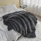 GONAAP Fuzzy Faux Fur Throw Blanket Dark Grey Super Soft Cozy Plush Fuzzy Shaggy Blanket for Couch Sofa Bed (Dark Grey, Throw(50"x60"))