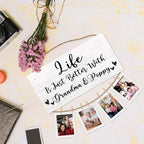 Grandparents Gifts Picture Frame Photo Holder for Wall, Grandpa Poppy Gifts from Grandkids, Gifts for Nana and Papa from Granddaughter Grandson, Grandparent's Day Gifts Hanging Photo Display