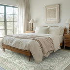 GENIMO 10x12 Area Rugs for Living Room, Machine Washable Non Slip Vintage Rugs, Low Pile Lightweight Chenille Print Rug for Bedroom, Dining Room, Home Office, Oat Light