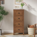 4 Drawer Dresser for Bedroom 36.81''Tall Modern Chest of Drawers with Fluted Panel Wood Storage Dresser Organizer with Deep Drawers for Nursery Living Room Hallway (1, Wanlut)