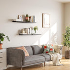 16’’Black Floating Shelves for Wall Set of 4,Rustic Wood Shelf for Room Decor/Storage/Display,Small Bookshelf,Wall Mounted Hanging Shelves for Bedroom, Bathroom, Living Room, Kitchen