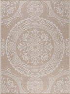 Medallion Outdoor Rug 8x10 Washable Outside Carpet for Indoor Patio Porch Waterproof Easy Cleaning Non Shedding Area Rugs Beige 8 x 10