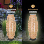 Large Patio Solar Powered Lantern for Garden Outdoor Decorative Floor Lamp Water-Resistant Wicker Lights for Deck Backyard
