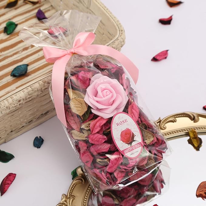 Potpourri Bags,Home Fragrance Sachet Petal,Potpourri Bowl Filler,vase Filler for Families, Weddings, Cars, Coffee Shops, etc Decoration, 2 Bags/10oz (Rose)