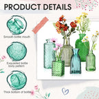 Yaomiao 30 Pcs Vases Bulk Colored Flower Glass Vases Bud Vintage Colored Glass Bottles Colorful Rustic Embossed for Home Wedding Table Decorations Gifts(Green Series)