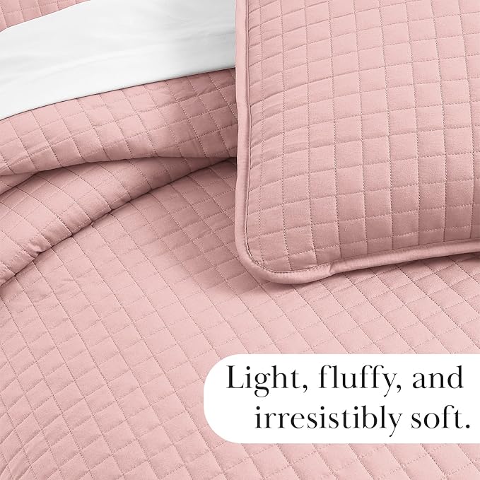 Southshore Fine Living, Inc. Pink Queen Quilt Bedding Set, Oversized Quilts Queen Size/Full, Pet Hair Resistant Bedding, Soft Cozy Bedspread, Full Size Coverlet with 2 Pillow Shams, Pastel Pink