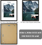 16x20 Frames Set of 3 - Display 11x14 Photo with Mat or 16 x 20 Poster without Mat, Wall Mounting Horizontal and Vertical, Black