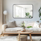 Fabuday Big Black Bathroom Mirror for Over Sink Wall - 26x38 Rounded Rectangle Mirror with Matte Metal Frame, Large Rectangular Vanity Mirrors for Bedroom, Entryway, Horizontally/Vertically