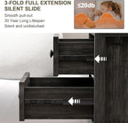 End Table with Fast Charging Station Set of 2, 18" Wide Sofa Side Table with Drawers, Large Storage Rustic Wood Square Storage Cabinet for Living Room